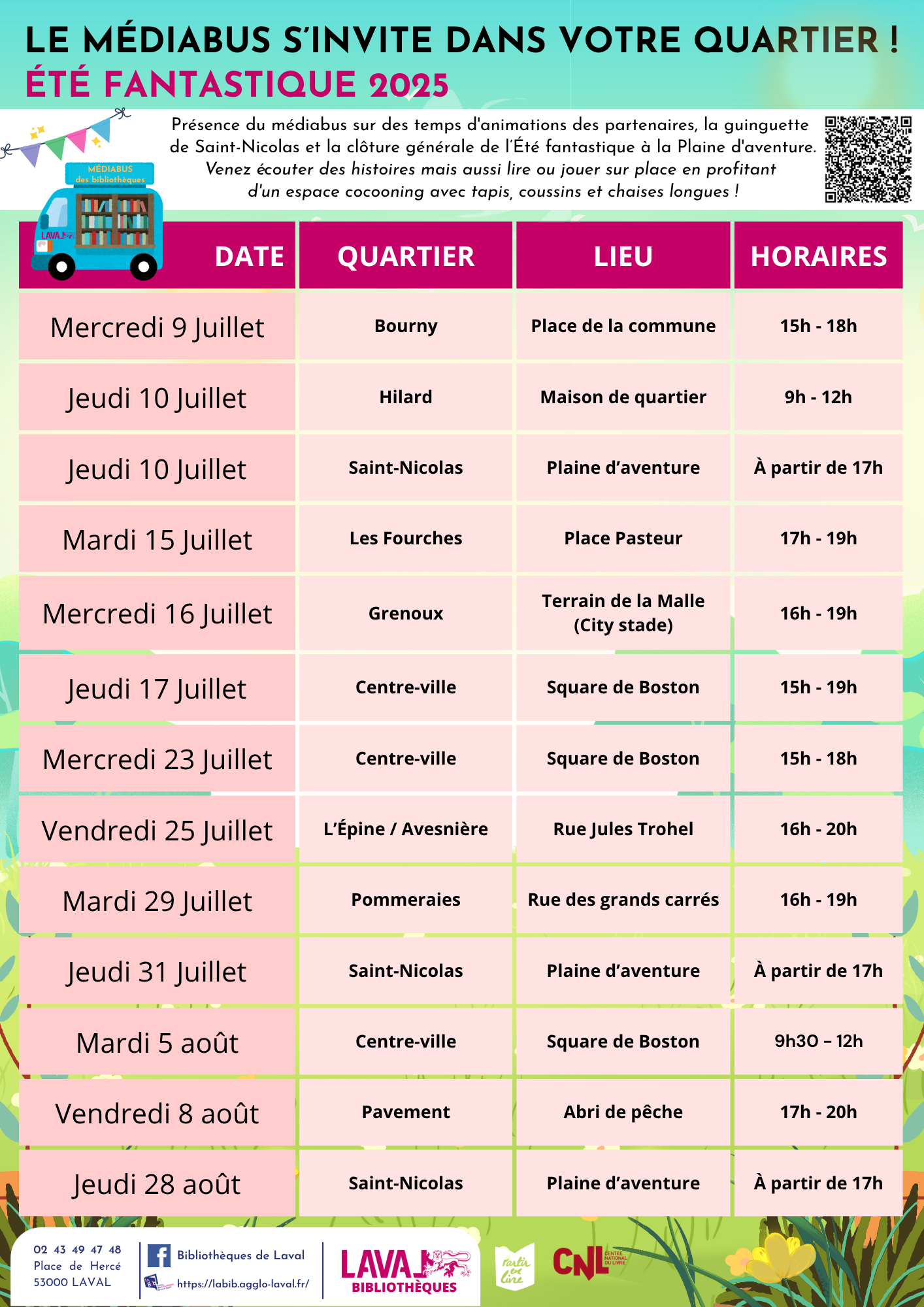 Été fantastique horaires bus
